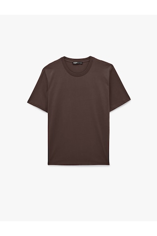 Koton Regular Fit Kısa Kollu Bisiklet Yaka Pamuklu Basic Tişört Kahverengi 6sam10332mk Kahve