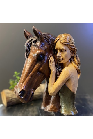 Kadın Ve At Büst Dekoratif Biblo