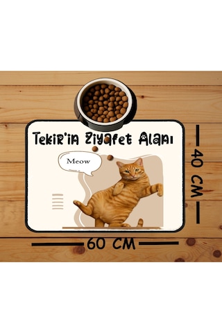 Fotoğraflı Ve İsimli Kedi Köpek Mama Paspası Ve Mama Önü Tuvalet Önü Paspas 40x60cm Çok Renkli