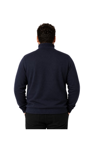 Battalmoda Erkek Büyük Beden Lacivert Tam Balıkçı Pamuklu Kazak 3xl-4xl-5xl-6xl