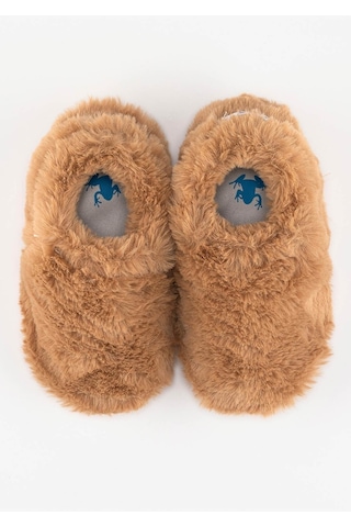 Furry Furry Kestane Kahverengi Kürk Barefoot Patik Kahverengi