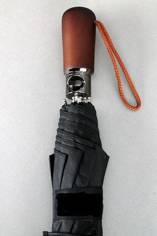 Ahşap Sap 110 Cm Elegant Otomatik Çelik 10 Telli Siyah Şemsiye Rüzgar Korumalı Ponçi Kumaş Siyah