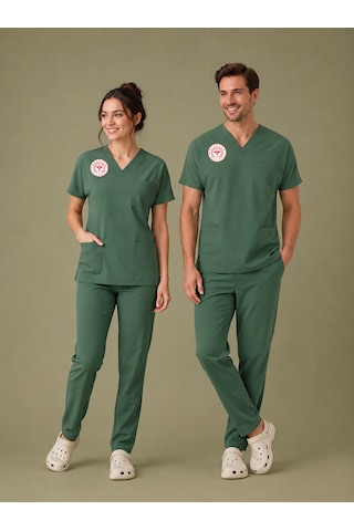 Ameliyathane Forması Scrubs Likralı Takım Sağlık Bakanlığı Uyumlu-frosty Spruce