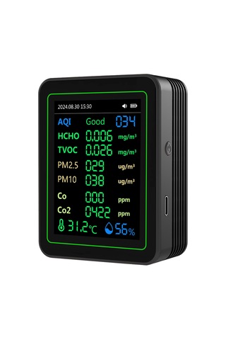 Gajeena Zn-mt14 Beyaz Ayaklı 12'li Hava Kalite Monitörü - Co, Co2, Pm2.5, Hcho Ve Tvoc Tespiti İle Ekranda Eğri Gösterim