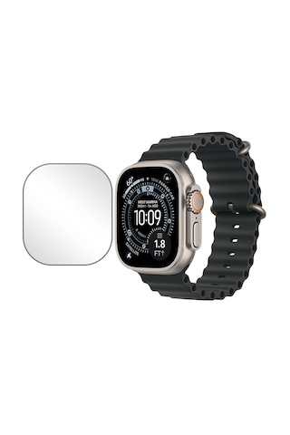 Microcase Apple Watch Uyumlu Ultra 3 İçin Tam Kaplayan Kavisli Ekran Koruyucu 3d Pet Film - Siyah Al3385