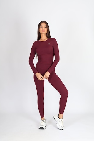 Soft&Basic Kadın Uzun Kollu Bisiklet Yaka Baskılı Alt-üst Tayt Takım Bordo