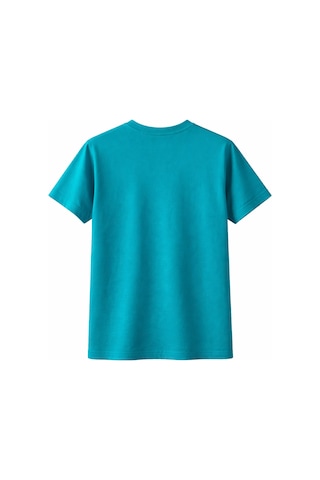 Unisex Bisiklet Yaka Original Yazılı Pamuklu Rahat Kalıp Baskılı Oversize T-shirt Turkuaz