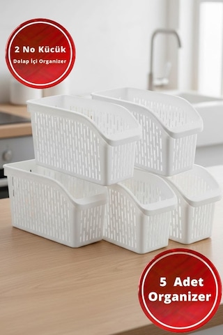 10 Adet Set 5x Küçük - 5x Büyük Buzdolabı Raf Düzenleyicisi Beyaz