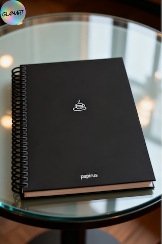 Spiralli 100 Yaprak Çizgili Orta Boy Sert Kapak Defter Kraft Kağıt 16x23 Cm Dışı Siyah