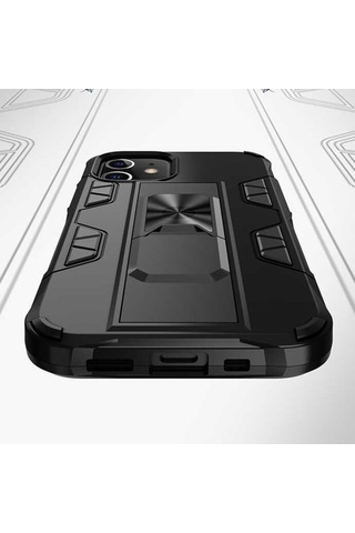 Apple Uyumlu iPhone 12 Kılıf Zore Volve Kapak-Siyah