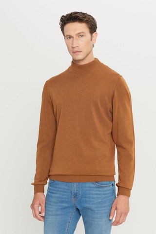 AC&Co / Altınyıldız Classics Altinyildiz Classics Erkek Tarçın Standart Fit Normal Kesim Yarım Balıkçı Yaka Triko 4A4923100005TRCM Tarçın