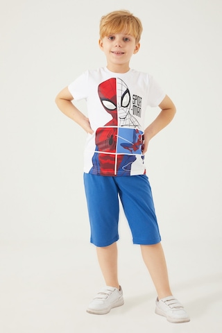 Spiderman Hero Man Beyaz Erkek Çocuk Kapri Takım Beyaz