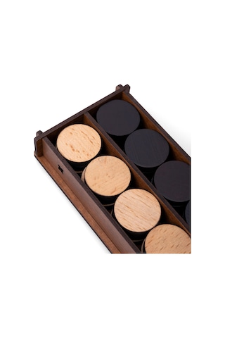 3 Numara Düz Ahşap Tavla Pulu Takımı