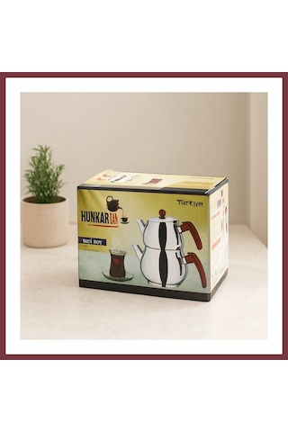 Storeşahin Midi Boy Çelik Çaydanlık Seti - Kendinden Süzgeçli Renkli Bakalit Kulplu 0.5l/0.75l Shn0720