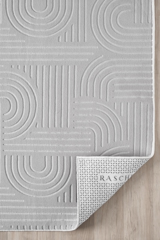 Raschel Carpet Bohem Açık Gri Emboss Premium Seri Kaymaz Taban Jel Taban Halı Yolluk Antre Hol Gri