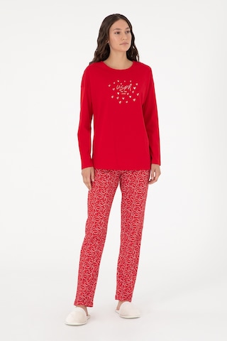 U.S. Polo Assn. Kadın Kırmızı Yılbaşı Temalı Pijama Takımı 50303406-VR030