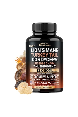 Mushroom Supplement 7 Mushroom Complex 12,000 Mg 60 Capsules