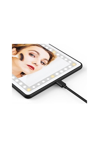 Pazly Araba Güneşlik Ayna Usb Şarj Edilebilir Kozmetik Makyaj Aynası 3 Işık Modlu Dokunmatik Ekran - Siyah, Güzel Tasarım