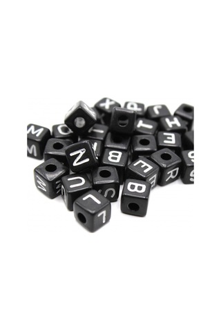 Harf Boncuk Akrilik Küp 10 Mm 250 Gr Siyah Beyaz