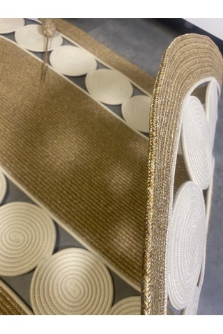 Cookie Jüt Hasırlı El Örgüsü Kilim Krem - Bej