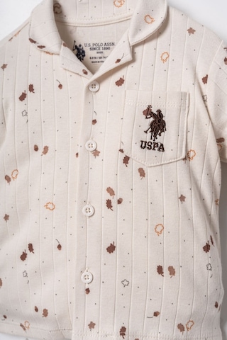 U.S. Polo Assn. Erkek Bebek Falling Leaves Beyaz Gömlek Pijama Takımı Usb3103-c-v1 Usb3103-c-v1