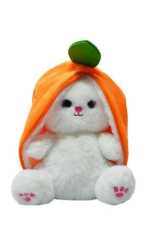 Havuç Tavşan Pelüş 35cm Beyaz - Turuncu