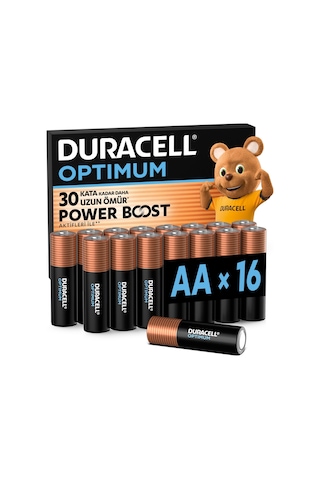 DURACELL OPTIMUM AA Alkalin Kalem Pil (16'lı Paket)