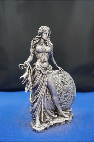 Frigga Annelik Tanrıçası Heykeli 22 Cm Mitolojik Biblo, Ev Dekor Ve Hediyelik Gümüş