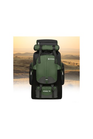 Lemestar Outdoor Spor Sırt Çantası 70l Büyük Kapasite Nylon Hiking Kamp Climbing Yolculuk Reflektör Çizgili Erkek Kadın Unisex Asker Yeşili Çok Renkli