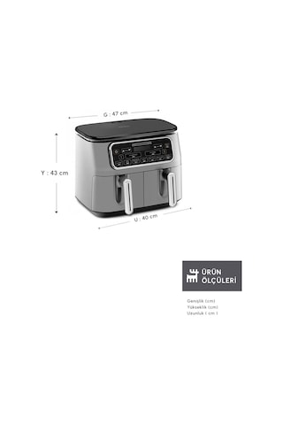 Karaca Air Pro Cook Duo Ev Yemeği Xxxl 8 Kişilik Airfryer 4 + 4 L