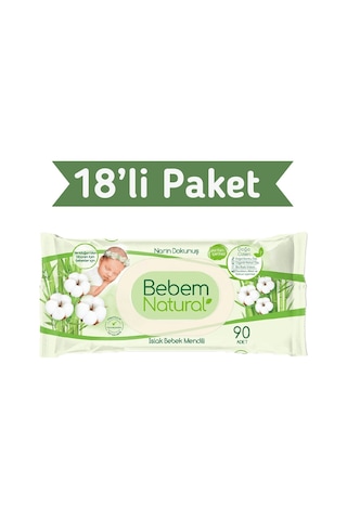 Bebem Natural Islak Havlu Mendil 90x18 1620 Yaprak
