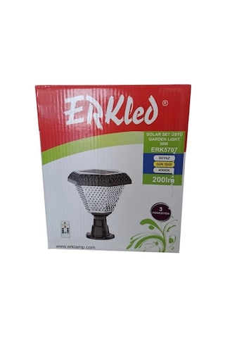 Erkled Solar Bahçe Armatürü Altıgen 30w Duvar Üstü 3 Renk Beyaz + 4000k + Günışığı Kumandalı