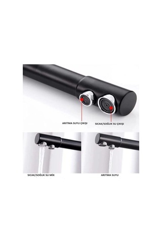 Paslanmaz Pirinç Arıtmalı Mat Siyah Eviye Bataryası Siyah