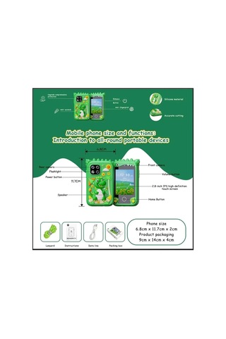 Çocuklar İçin Eğitici Telefon Dokunmatik Ekran Çift Kameralı Fenerli Müzik Çalar Oyun Video Mor