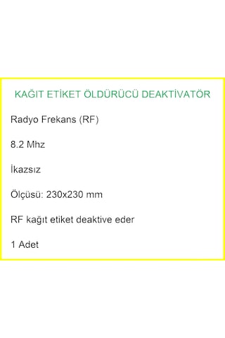 Kağıt Etiket Öldürücü Deaktivatör Rf 8.2 Mhz Uyarı Sistemsiz