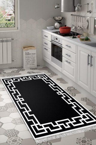 Eko Trend Djt Banyo Paspası Yıkanabilir Kaymaz Taban F5035 Modern Siyah