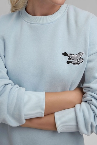 Hiccup Rahat Hayvan Nakışlı Şardonlu Bisiklet Yaka Hoodie Toz Mavi