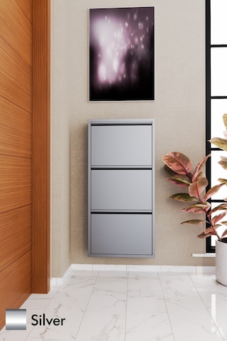 Evdemo 3 Kapaklı Metal Ayakkabılık Silver