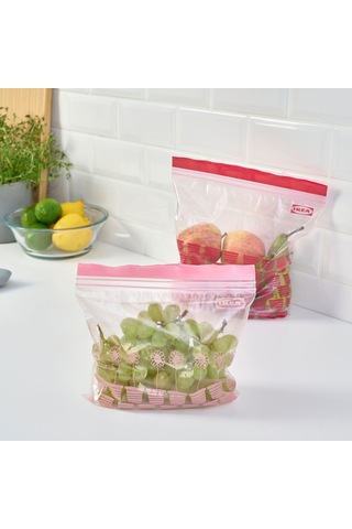 Kilitlenebilir Buzdolabı Poşeti, Kırmızı-pembe, 2,5 Lt Ve 1,2 Lt, 50 Adet