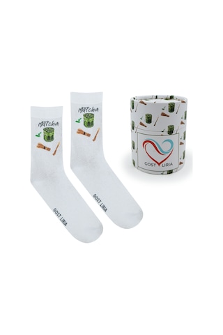 Gost Liria Macha Socks Desenli Unisex Soket Çorap Beyaz
