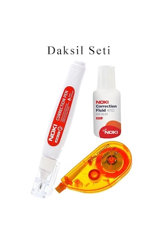 Daksil Seti 3 Lü 1 Paket Noki Şerit Kalem Ve Sıvı Fırçalı Silici Düzeltici Örtücü Ofis Büro Okul