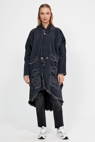 Özel Koleksiyon Yırtık Detaylı Uzun Denim Ceket 4610 001