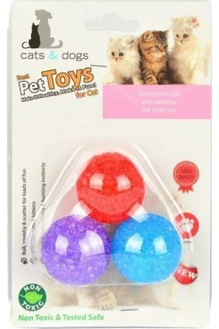 Flip ZM4-4316 3 CM Zilli Kedi Oyun Topu 3'lü Çok Renkli