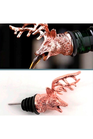 Omeniv Geyik Başı Şarap Servis Başlığı Bronz Roze Şarap Sunum