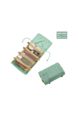 4'lü Kadın Kozmetik Çantası, Fermuarlı, Ayrılabilir, Katlanabilir, Makyaj Fırça Çantası 3