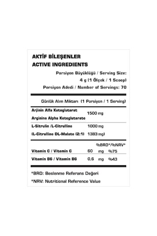 SSN Sports Style Nutrition Citrulline Malate Refuel + AAKG 280 Gr (Portakal)