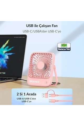 D1 Masaüstü Vantilatör Usb Ve Type-c Bağlantılı Taşınabilir Ultra İnce Soğutucu Fan Pembe
