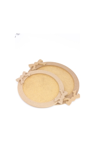 Na Neşeli Ahşap Ahşap Yuvarlak Fiyonklu Tepsi Ikili Takım.servis Sunum Tepsisi.boyanabilir Ahşap Tepsi.kendin Boya. Boyanabilir Ham Ahşap