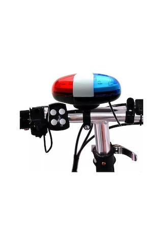 Polis Sirenli Bisiklet Korna 4 Farklı Melodi Pilli Kırmızı - Mavi