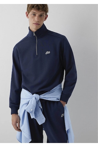 Mavi Patch Nakışlı Yarı Fermuarlı Lacivert Erkek Sweatshirt M0s10613-70490